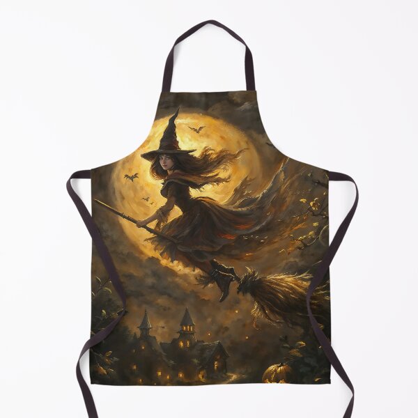 Item preview, Witch On Broom Flying Full Moon Halloween Art designed and sold by DarkHolyQueen.
