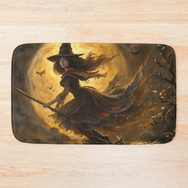 Item preview, Witch On Broom Flying Full Moon Halloween Art designed and sold by DarkHolyQueen.
