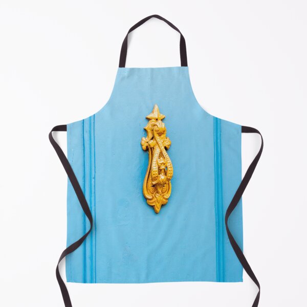 Item preview, Gold Door Knocker On Bright Blue Painted Door With Ornate Vintage Design And Texture designed and sold by Nmallia.