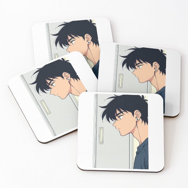 Item preview, Ilustración: Joven de perfil con pendiente de aro turquesa. designed and sold by AnimeShin.
