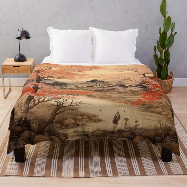 Item preview, Traditional Japanese Illustration - Man Walking in a Stream designed and sold by DaisukiTokyo.