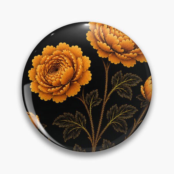 Item preview, Small Size Autumn Amber Peony Pair – Korean Folk Floral Art designed and sold by K-Tradition.