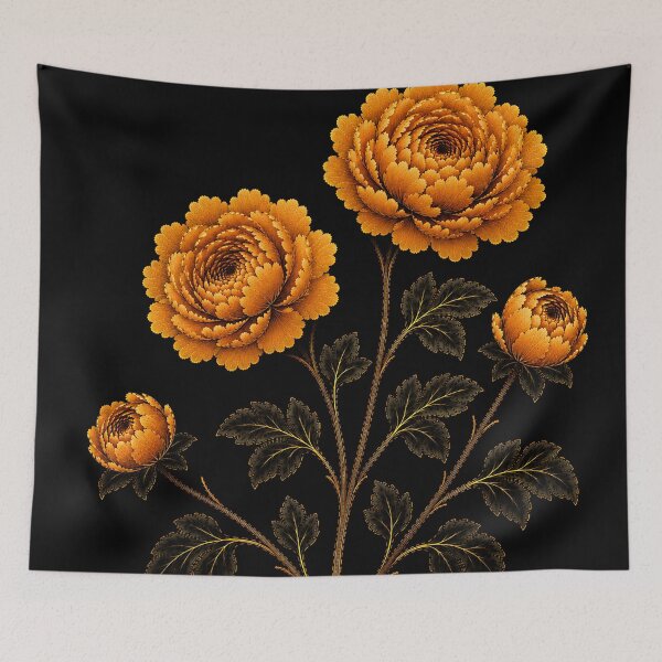 Item preview, Small Size Autumn Amber Peony Pair – Korean Folk Floral Art designed and sold by K-Tradition.
