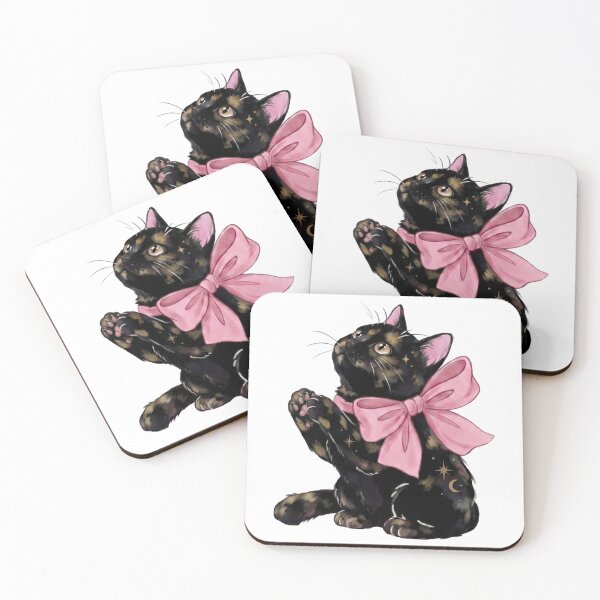 Item preview, Mystical Tortoiseshell Cat with Pink Bow and Stars designed and sold by Spiritualwall.