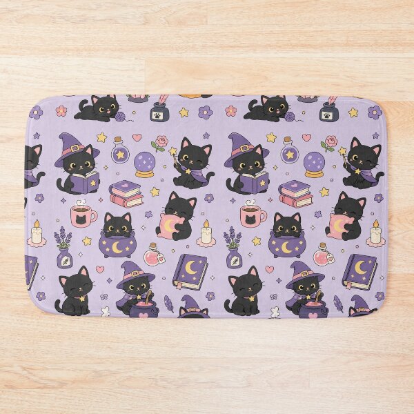 Item preview, Cute Witch Cat Halloween Pattern designed and sold by Soft Berry Studio.