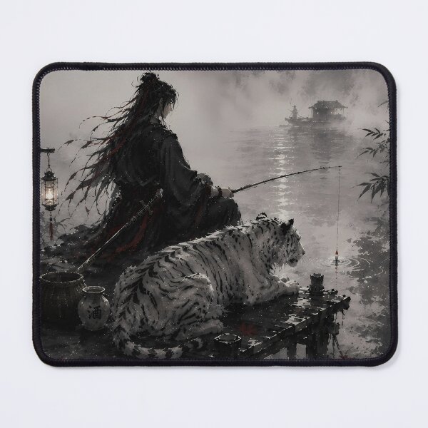 Item preview, Zhaoye Fishing by the Lake | White Tiger Fantasy Art designed and sold by ManJiangHong.
