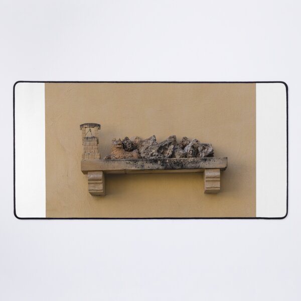 Item preview, Decorative Stone Shelf With Weathered Rocks and Miniature Well on Yellow Mediterranean Wall designed and sold by Nmallia.
