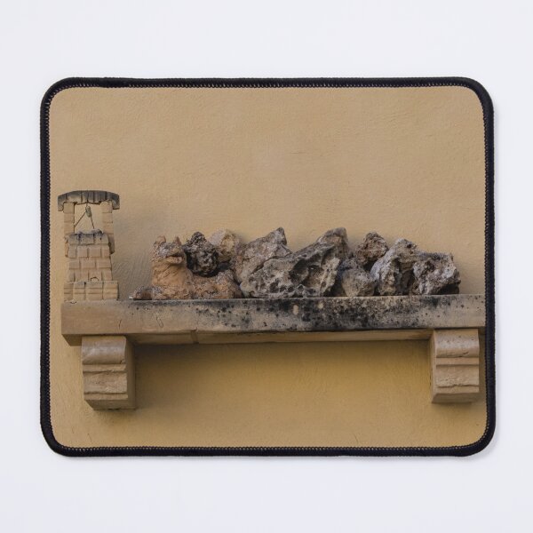 Item preview, Decorative Stone Shelf With Weathered Rocks and Miniature Well on Yellow Mediterranean Wall designed and sold by Nmallia.