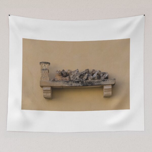 Item preview, Decorative Stone Shelf With Weathered Rocks and Miniature Well on Yellow Mediterranean Wall designed and sold by Nmallia.