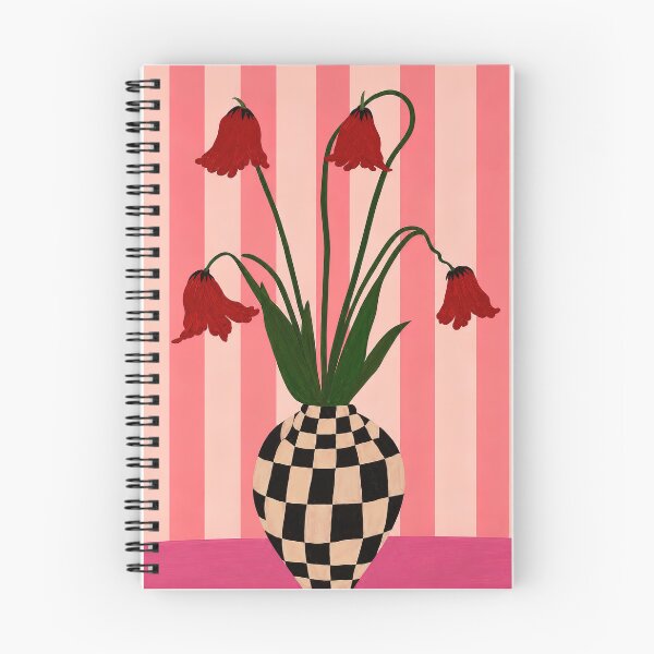 Item preview, Red bellflowers in a checkered vase designed and sold by fredcomeaux8.