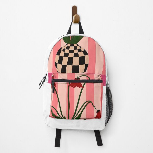 Item preview, Red bellflowers in a checkered vase designed and sold by fredcomeaux8.