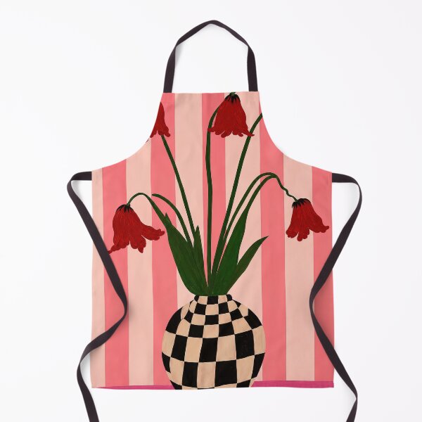 Item preview, Red bellflowers in a checkered vase designed and sold by fredcomeaux8.