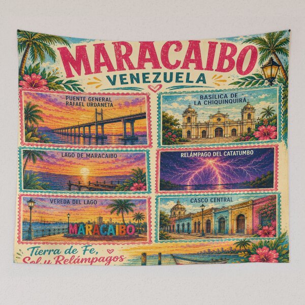 Item preview, Venezuela Stamp Maracaibo Zulia Travel Art designed and sold by Nzgiftsandmore.