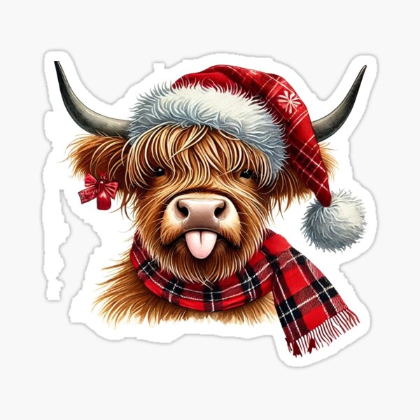 Item preview, Funny Highland Cow Christmas Santa Hat designed and sold by SiarheiYur.
