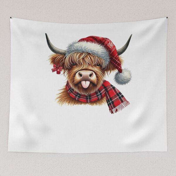 Item preview, Funny Highland Cow Christmas Santa Hat designed and sold by SiarheiYur.