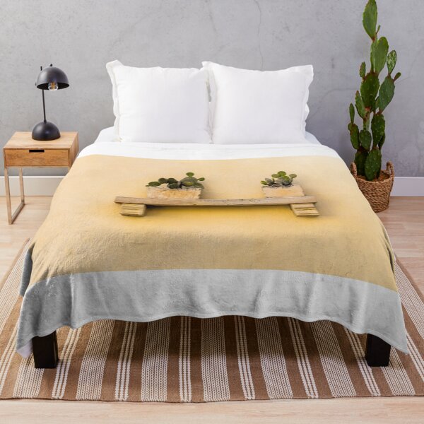 Item preview, Two Potted Cacti On A Stone Shelf Against A Textured Yellow Wall, Minimal Rustic Decor designed and sold by Nmallia.