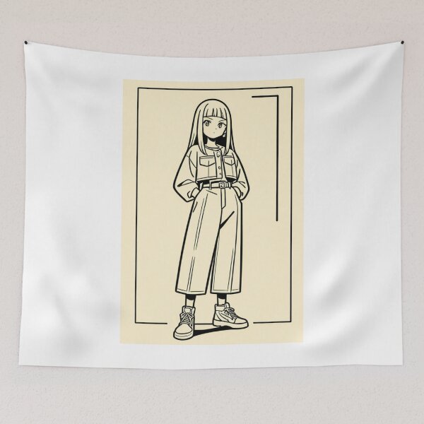 Item preview, Illustration - Young woman in casual attire hands in pockets designed and sold by AnimeShin.