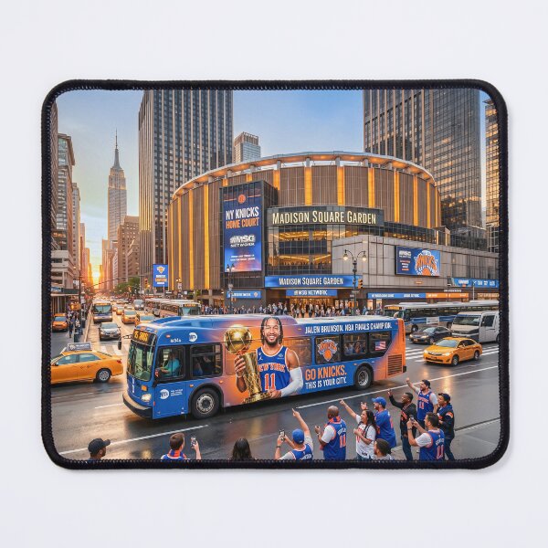 Item preview, NYC Bus With Jalen Brunson MVP Ad designed and sold by Home Decor Art.