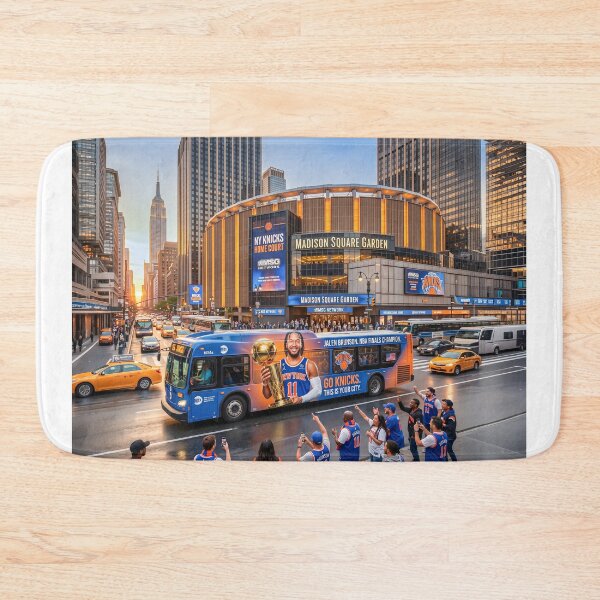 Item preview, NYC Bus With Jalen Brunson MVP Ad designed and sold by Home Decor Art.