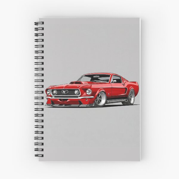Item preview, Retro 1967 Ford Mustang Fastback Red Muscle Car Illustration designed and sold by Motorline44.