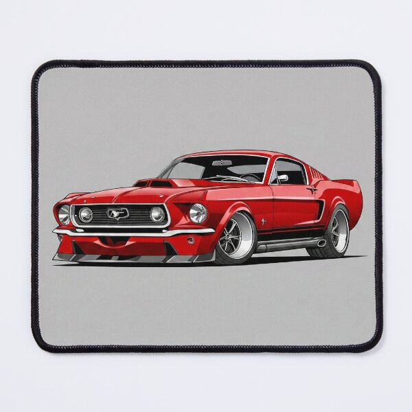 Item preview, Retro 1967 Ford Mustang Fastback Red Muscle Car Illustration designed and sold by Motorline44.