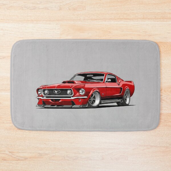 Item preview, Retro 1967 Ford Mustang Fastback Red Muscle Car Illustration designed and sold by Motorline44.