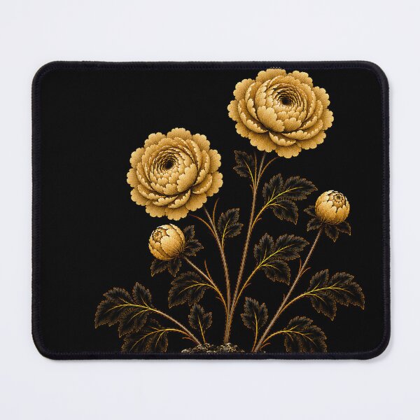 Item preview, Very Small Size Twin Peonies on a Dark Scholar’s Rock – Korean Minhwa Floral Art designed and sold by K-Tradition.