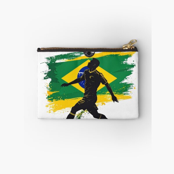 Item preview, Brazil Soccer Player Art — Brasil Football Flag Action Fan Print designed and sold by icemanphotos.