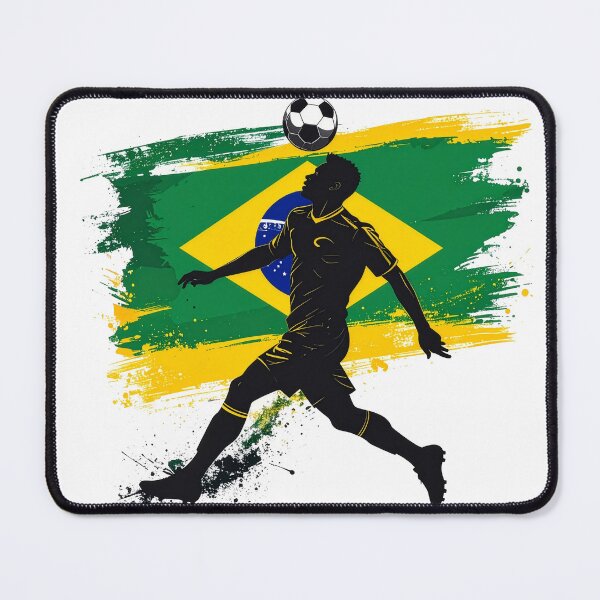 Item preview, Brazil Soccer Player Art — Brasil Football Flag Action Fan Print designed and sold by icemanphotos.