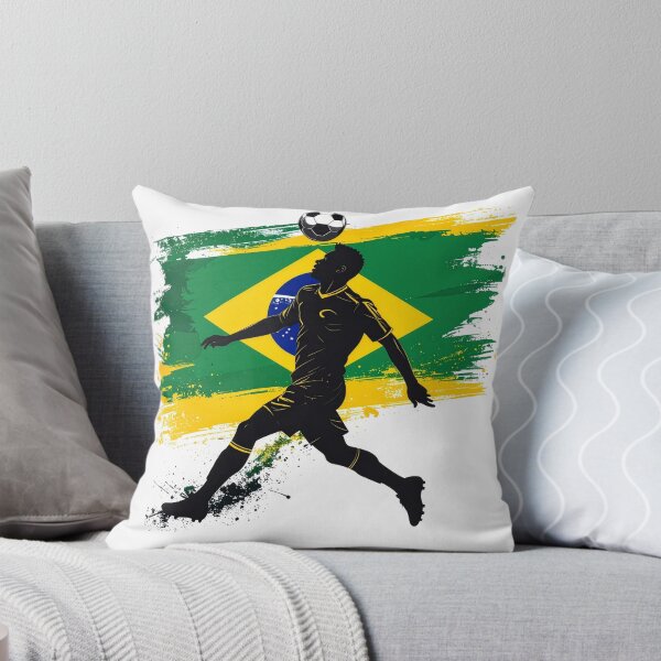 Item preview, Brazil Soccer Player Art — Brasil Football Flag Action Fan Print designed and sold by icemanphotos.
