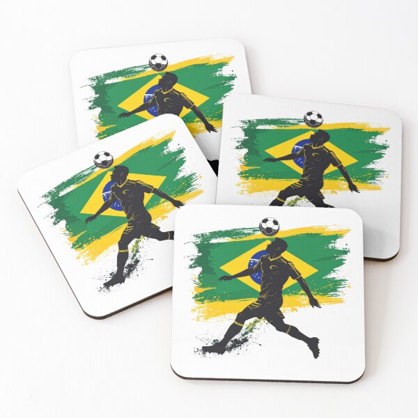 Item preview, Brazil Soccer Player Art — Brasil Football Flag Action Fan Print designed and sold by icemanphotos.