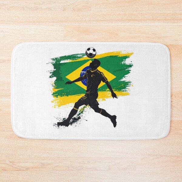 Item preview, Brazil Soccer Player Art — Brasil Football Flag Action Fan Print designed and sold by icemanphotos.