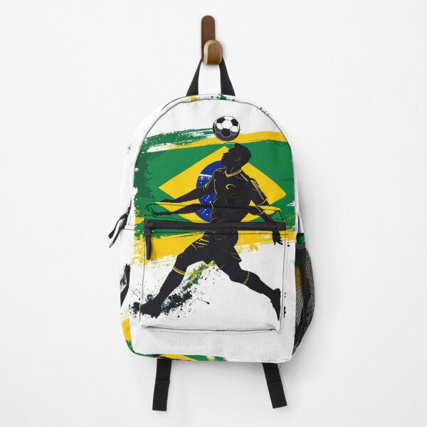 Item preview, Brazil Soccer Player Art — Brasil Football Flag Action Fan Print designed and sold by icemanphotos.
