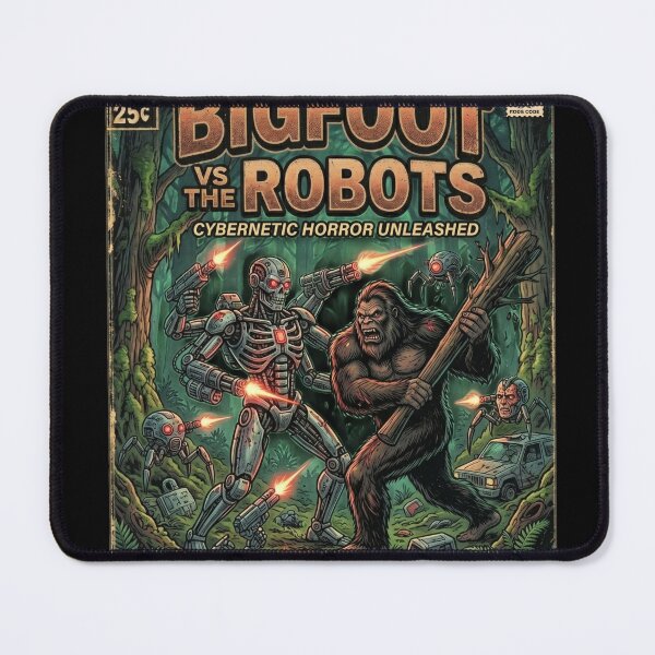 Item preview, Bigfoot vs The Robots – Issue #6 Retro Sci-Fi Horror Comic Cover designed and sold by redsharkuk.