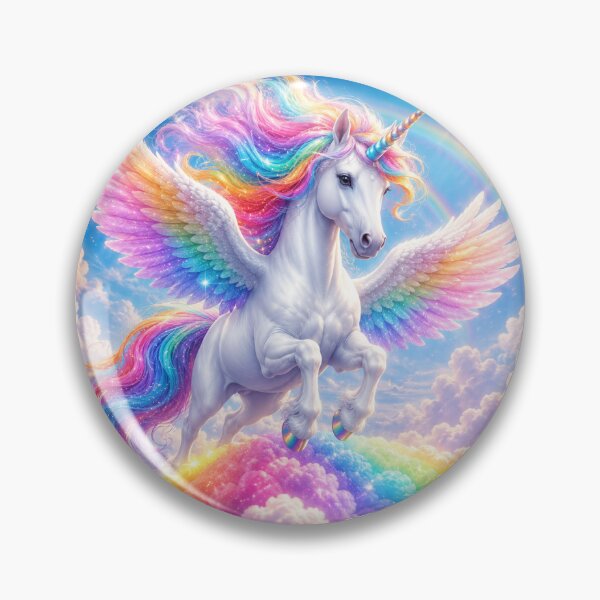 Item preview, Rainbow Sky Unicorn | Magical Flying Unicorn Above Rainbow Clouds | Fantasy Dream Design designed and sold by AstraDrip Studio.