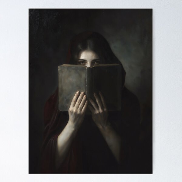 Item preview, Young Witch Reading Magic Book Dark Academia Art designed and sold by DarkHolyQueen.