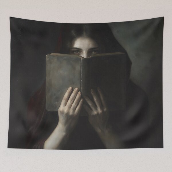 Item preview, Young Witch Reading Magic Book Dark Academia Art designed and sold by DarkHolyQueen.