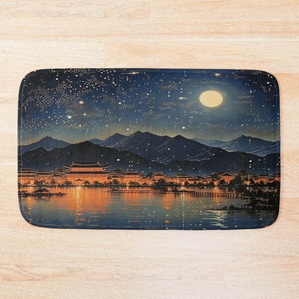 Item preview, Japanese town on a starry night designed and sold by DaisukiTokyo.