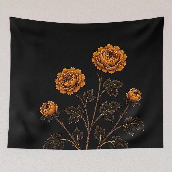 Item preview, Very Small Size Autumn Amber Peony Pair – Korean Minhwa Floral Art designed and sold by K-Tradition.