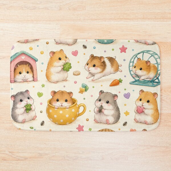 Item preview, Cute Hamster Pattern, Kawaii Hamsters Seamless Print, Adorable Pet Rodent Design, Colorful Hamster Lover Pattern, Cottagecore Animal Illustration designed and sold by KishShop.