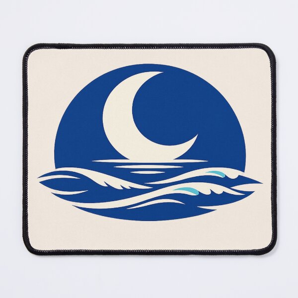 Item preview, Minimalist Crescent Moon Ocean Waves Circular Art designed and sold by Inkfino.
