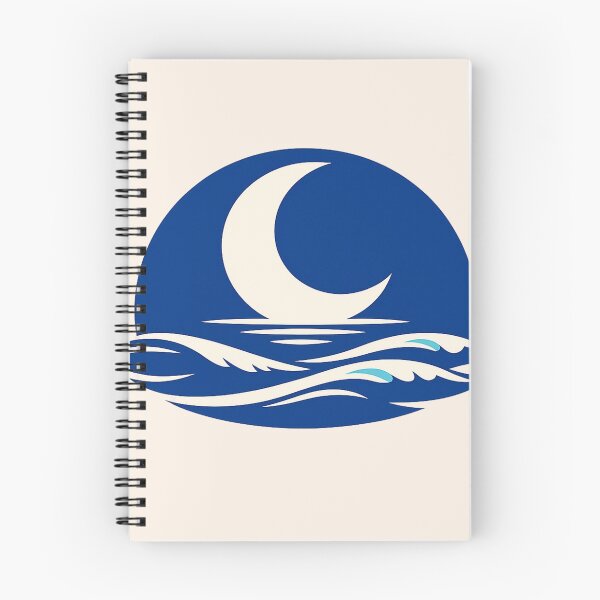 Item preview, Minimalist Crescent Moon Ocean Waves Circular Art designed and sold by Inkfino.