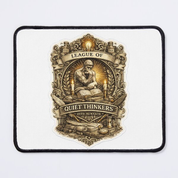 Item preview, League of Quiet Thinkers | Vintage Intellectual Society Emblem | Dark Academia Philosophy Design designed and sold by MrDev.