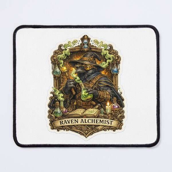 Item preview, Raven Alchemist | Fantasy Potion Master Sticker | Gothic Wizard Bird & Dark Academia Art designed and sold by MrDev.