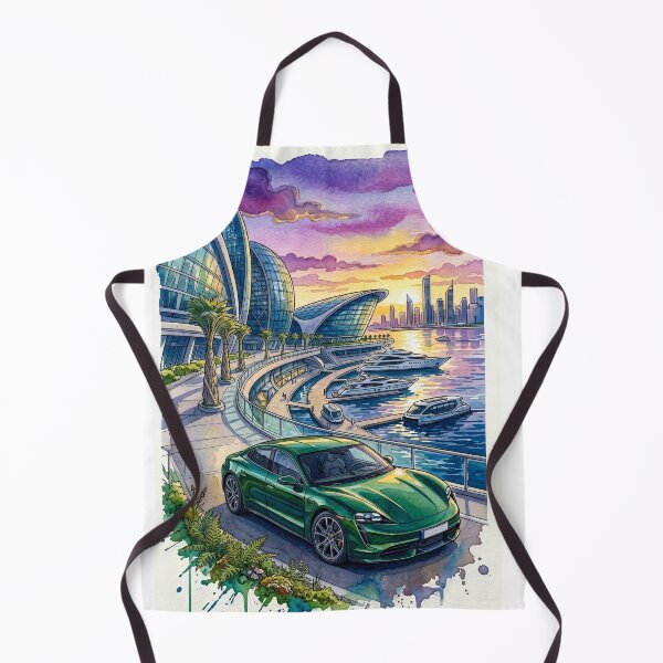Item preview, Green German Dual Motor Performance EV Marina Illustration Tee designed and sold by RevUpDesign.