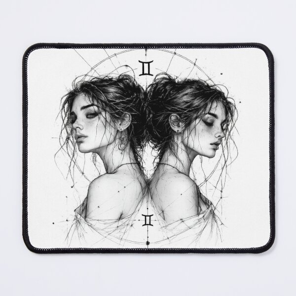 Item preview, Gemini Zodiac Dark Art – Gothic Twin Women Astrology Illustration designed and sold by PaTkA art.