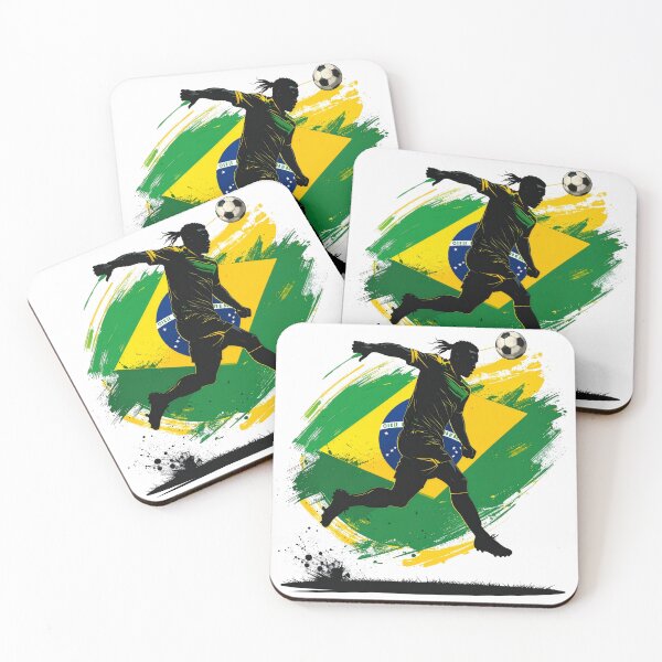 Item preview, Brazil Soccer Player Art — Brasil Football Flag Action Fan Print designed and sold by icemanphotos.