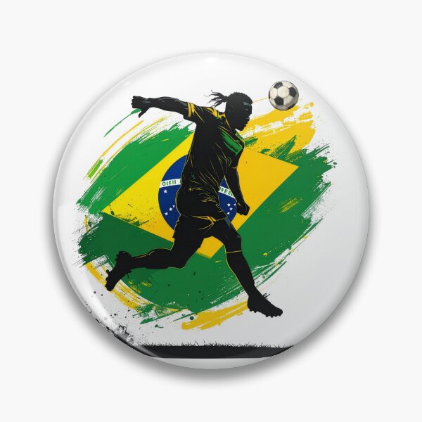Item preview, Brazil Soccer Player Art — Brasil Football Flag Action Fan Print designed and sold by icemanphotos.