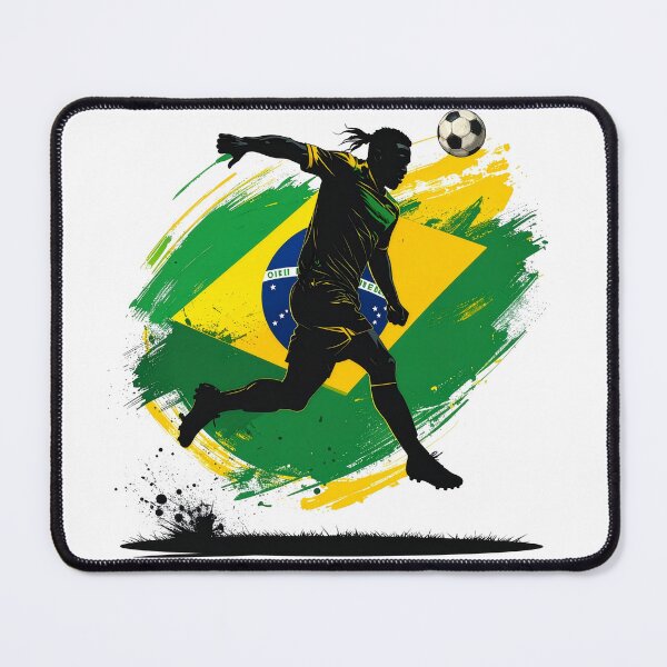 Item preview, Brazil Soccer Player Art — Brasil Football Flag Action Fan Print designed and sold by icemanphotos.