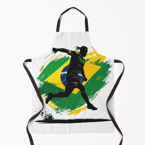 Item preview, Brazil Soccer Player Art — Brasil Football Flag Action Fan Print designed and sold by icemanphotos.